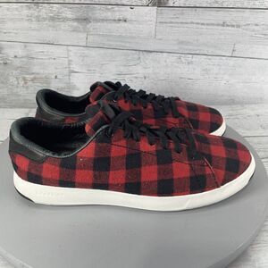 Cole Haan Grand Pro Shoes Womens 7.5 Red Black Buffalo Check Plaid